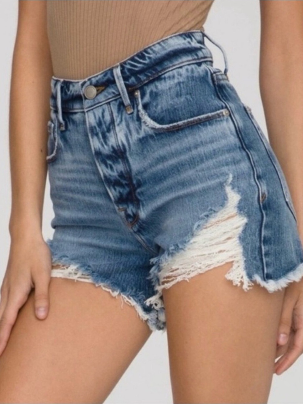 Good American Bombshell Shorts Buttonfly Size 14/32